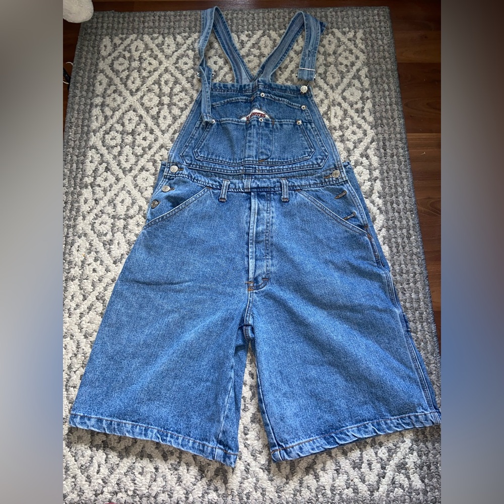Medium Wash Vintage Denim Carpenter Style Short Overalls
